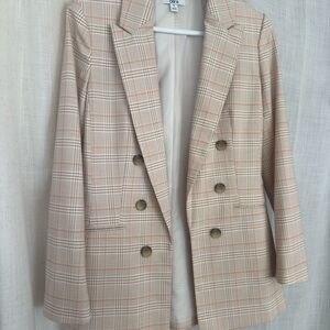 Plaid Double-Breasted Women's Blazer